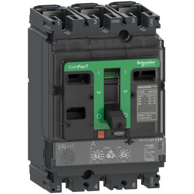 Circuit breaker ComPacT NSX100HB2, 100kA at 690VAC, MicroLogic 2.2 M trip unit 25A, 3 poles 3d - 1