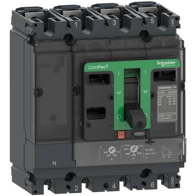 Circuit breaker ComPacT NSX250HB1, 75kA at 690VAC, TMD trip unit 125A, 4 poles 4d - 1