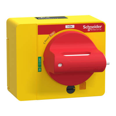 direct rotary handle, ComPacT NSXm, red handle on yellow front, IP40 - 1