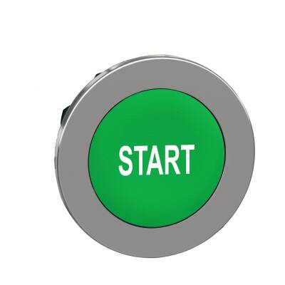 Harmony XB4, Flush mounted push button head, metal, green, Ø30, spring return, marked START - 1