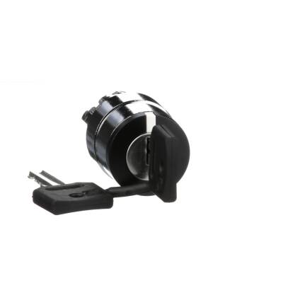 Harmony XB4, Key switch selector head, metal, black, Ø22, key n°455, 2 positions, stay put - 1