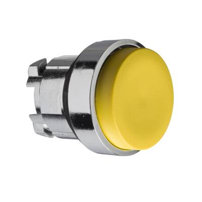 Head for non illuminated push button, Harmony XB4, yellow projecting pushbutton Ø22 mm spring return unmarked - 1