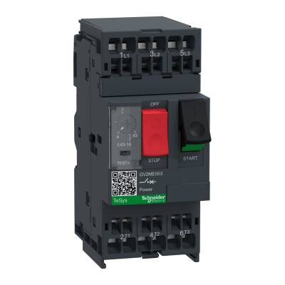 Motor circuit breaker, TeSys GV2, 3P, 0.63-1 A, thermal magnetic, spring terminals - 1