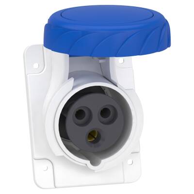 PratiKa socket - screw - angled - 16A - 2P + E - 200...250 V AC - panel - 1