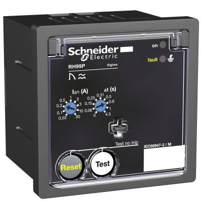 residual current protection relay, VigiPacT RH99P, 30 mA to 30 A, 110/130 VAC 50/60 Hz, front panel mounting - 1