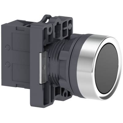 round black push-button Ø 22 - flush spring return - 1NO - 1