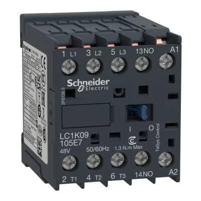 TeSys K contactor - 3P - AC-3 <= 440 V 9 A - 1 NO aux. - 48 V AC coil - 1