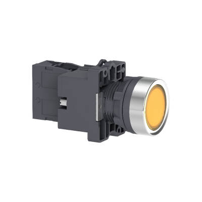 yellow flush complete illum push-button - Ø22 - flush - 24V AC/DC - 1NO - 1
