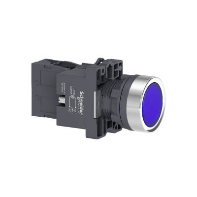 blue flush complete illum push-button - Ø22 - flush - 24V AC/DC - 1NO - 1