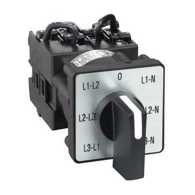 Harmony K1, K2, Cam voltmeter switch, 3L and 3LN, 45°, 12 A, screw mounting - 1