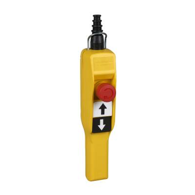 Harmony XAC, Pendant control station, plastic, yellow, pistol grip, 2 push buttons, 1 emergency stop - 1