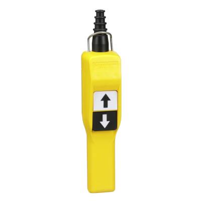 Harmony XAC, Pendant control station, plastic, yellow, pistol grip, 2 push buttons - 1