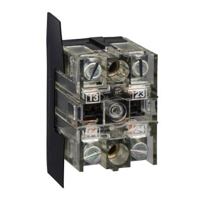 Harmony XAC, Single contact block, spring return, 2-speed, spring return, front mounting, 2 NO - 1