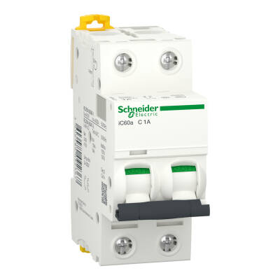 Miniature circuit-breaker, Acti9 iC60a, 2P, 1 A, C curve, 4500 A (IEC 60898-1), 6 kA (IEC 60947-2) - 1