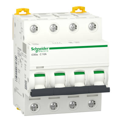 Miniature circuit-breaker, Acti9 iC60a, 4P, 10 A, C curve, 4500 A (IEC 60898-1), 6 kA (IEC 60947-2) - 1