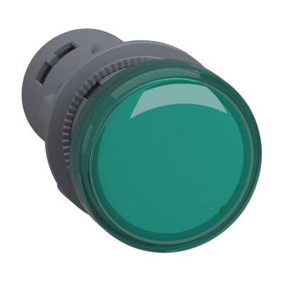 Pilot light, plastic, green, Ø 22 mm, with integral LED, 110 V AC/DC, Anti-interference - 1