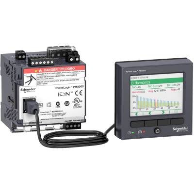 PowerLogic PM8000 - PM8214 LV DC - DIN rail mount meter + Remote display - int. - 1