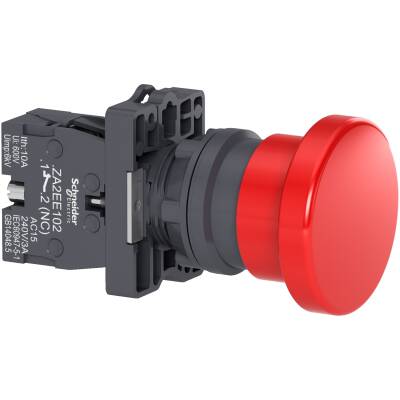 push-button Ø22 - mushroom head Ø40 - black - 1NC - 1