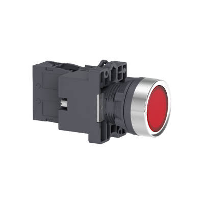 red flush complete illum push-button - Ø22 - flush - 24V AC/DC - 1NO - 1