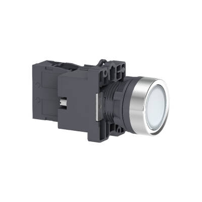 white flush complete illum push-button - Ø22 - flush - 24V AC/DC - 1NO - 1